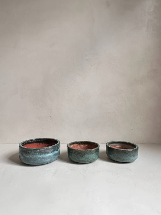 The Corner - Vintage glazed ceramic garden pots (set of 3) - Ceramics